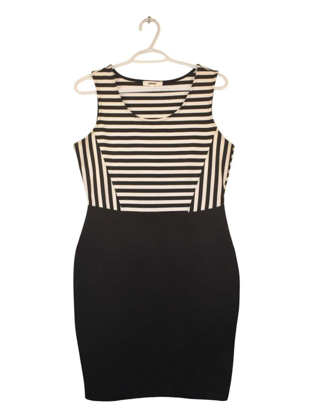 Sleeveless Black & White Striped Mini Dress